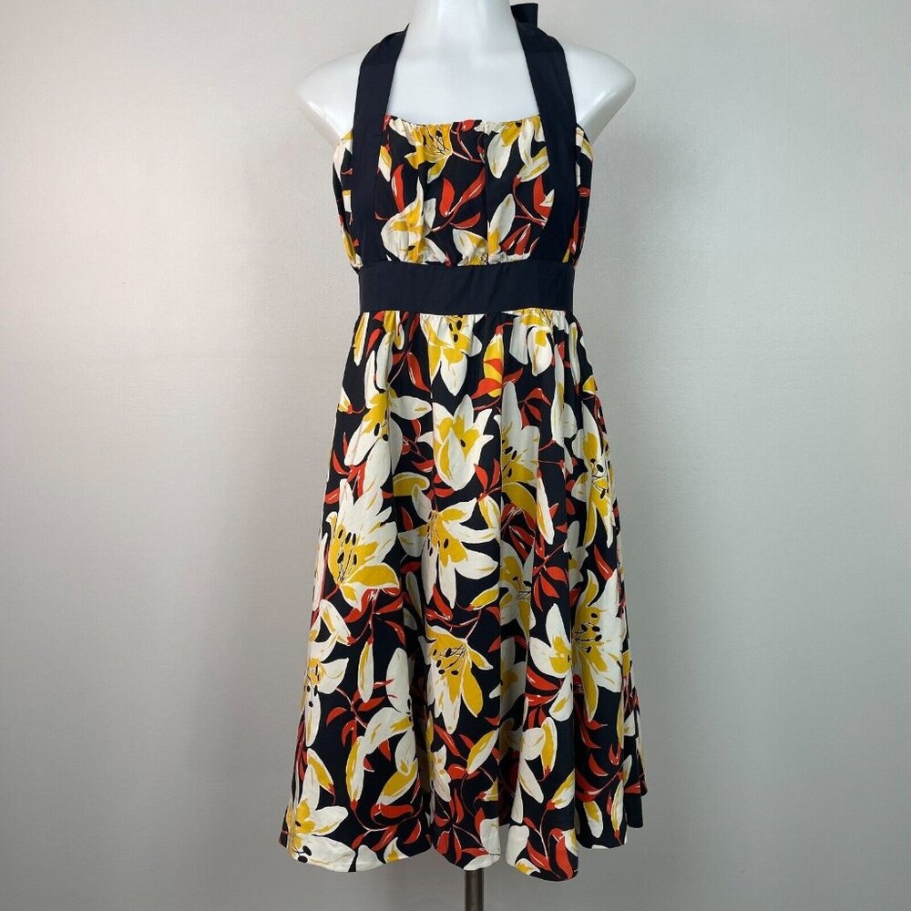 Anthropologe Moulinette Soeurs Halter Dress 2 Lily Floral Silk Retro